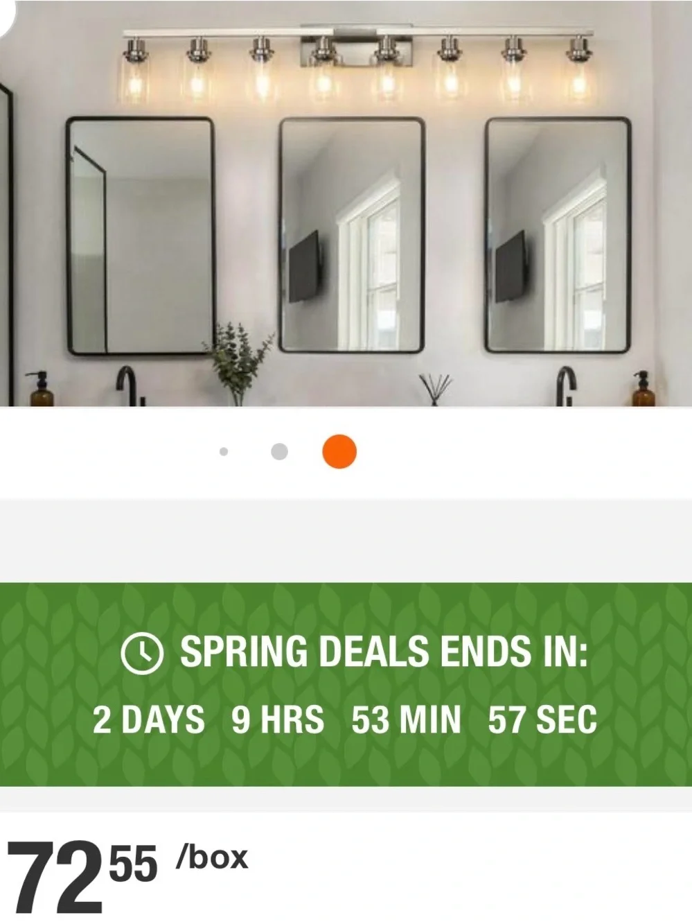 New 51” Brushed Nickel 8-Light Bathroom Vanity Light